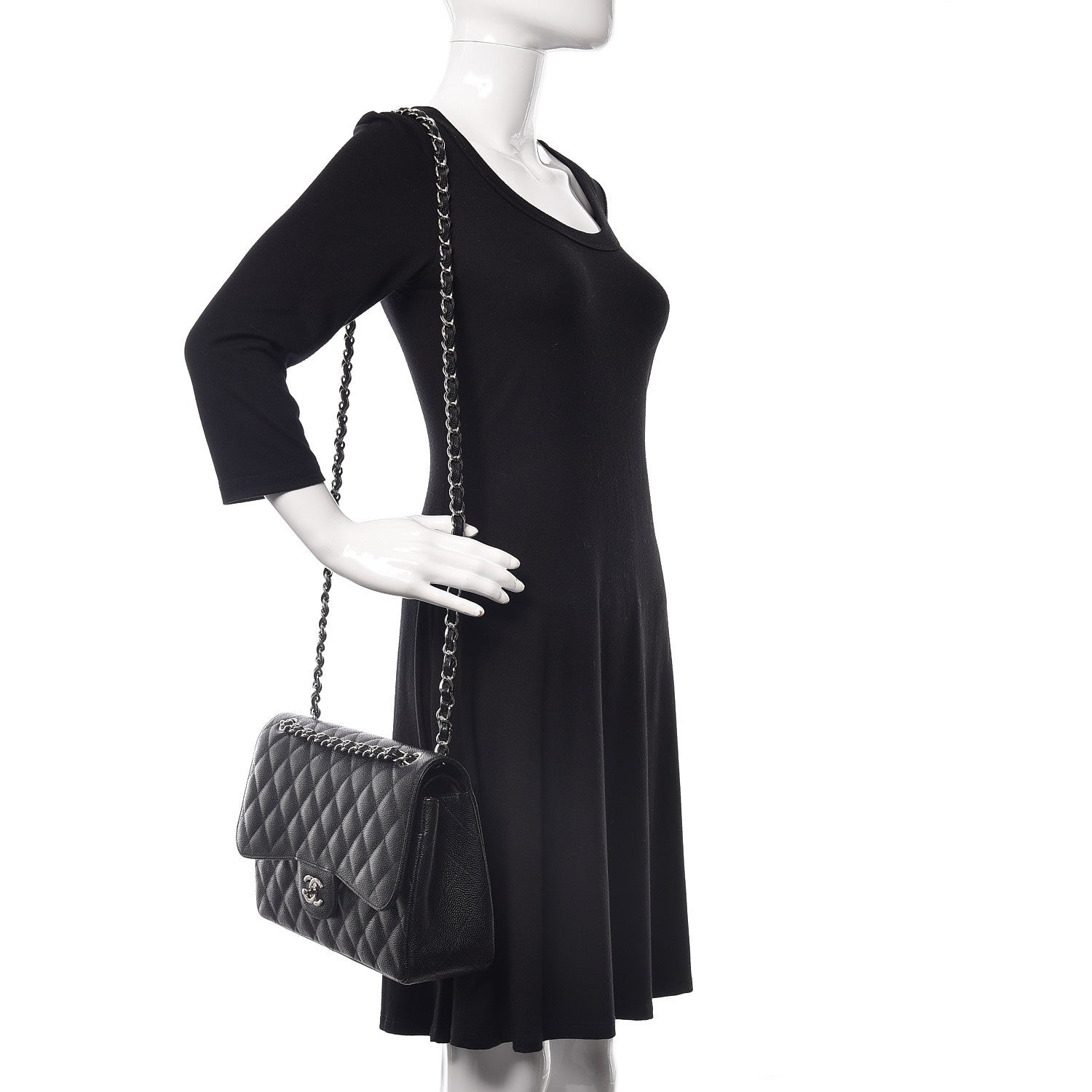 Chanel Caviar Quilted Jumbo Double Flap Black 2 of 10