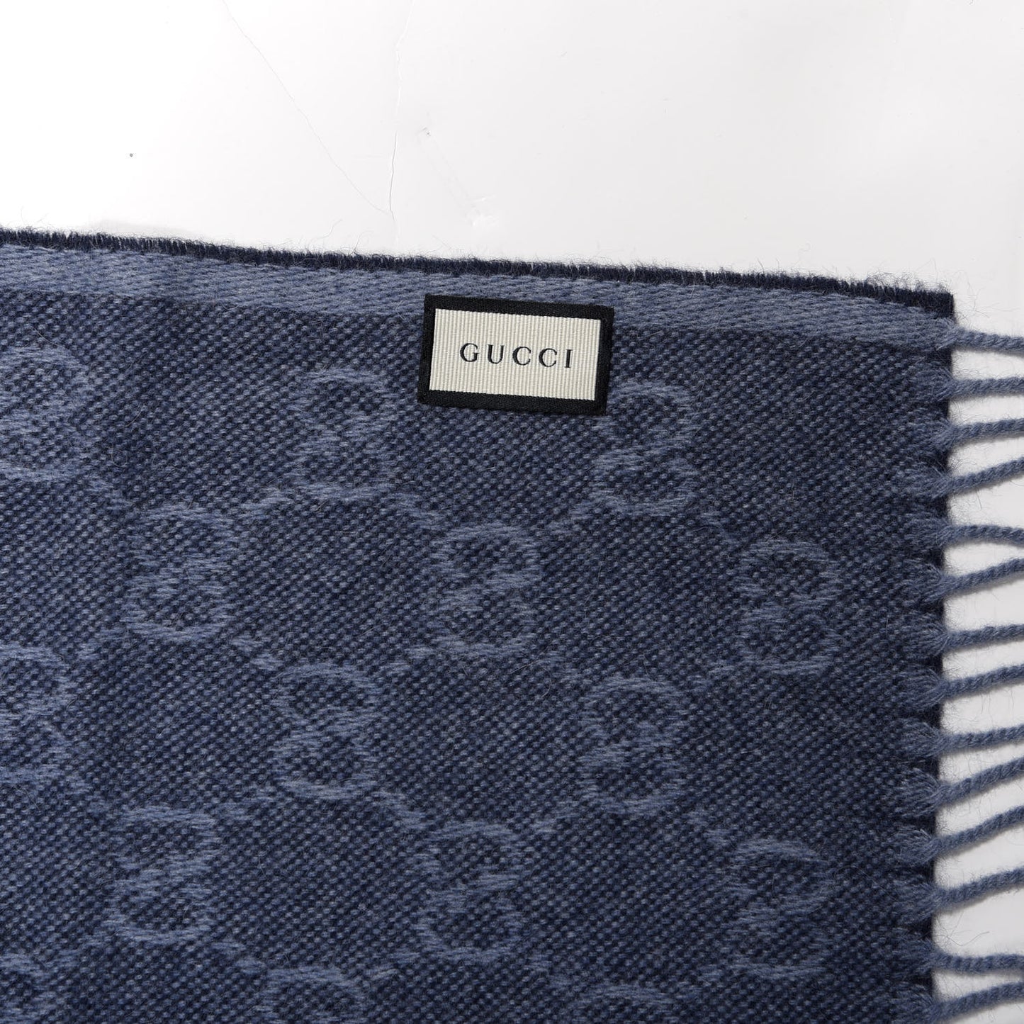 Wool Alpaca Monogram Web New Nikky Scarf Midnight Blue