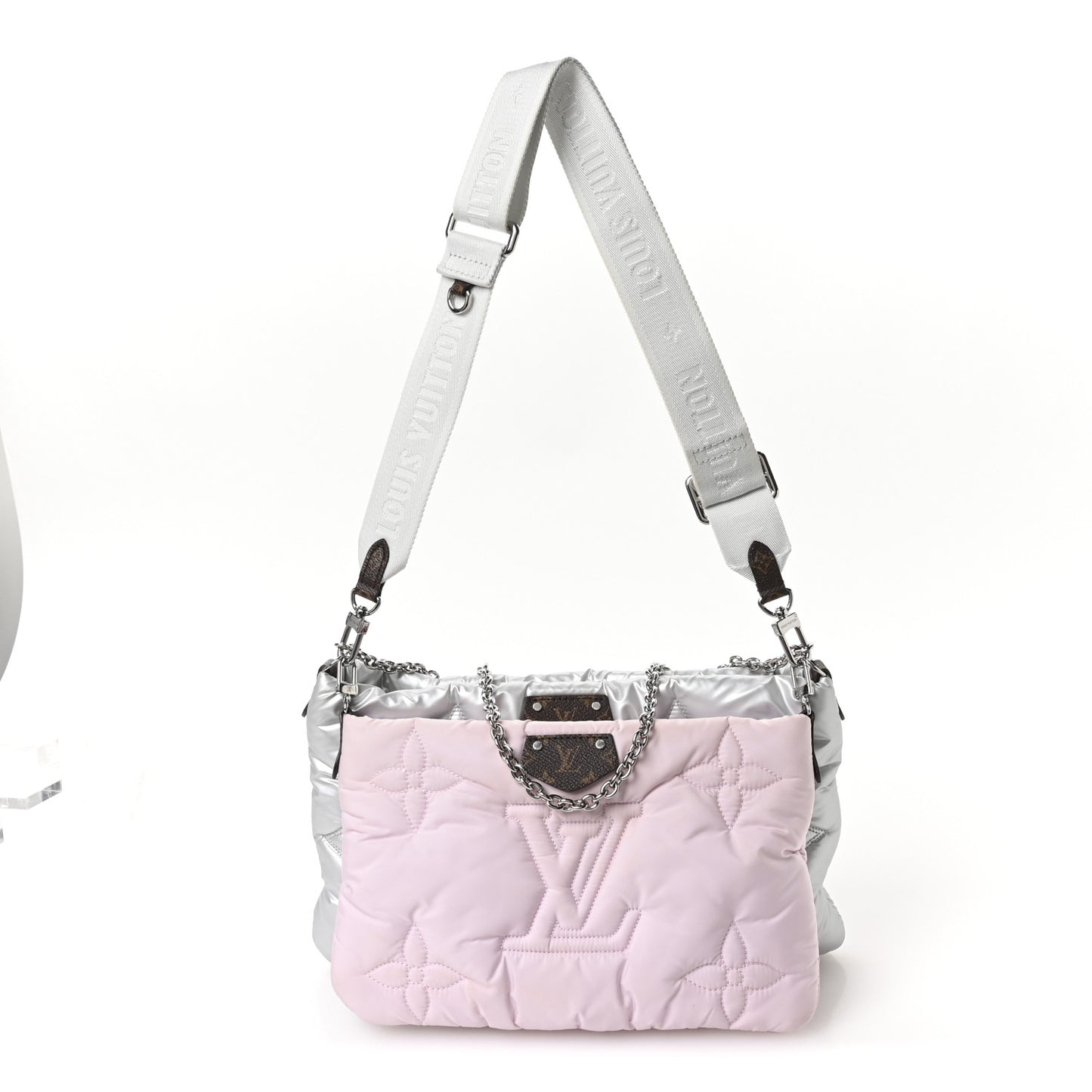 Econyl Monogram Pillow Maxi Multi Pochette Accessories Silver Pale Pink