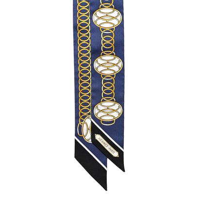 Hermes Silk Lift Profile Twilly Marine Black Gold 2 of 5