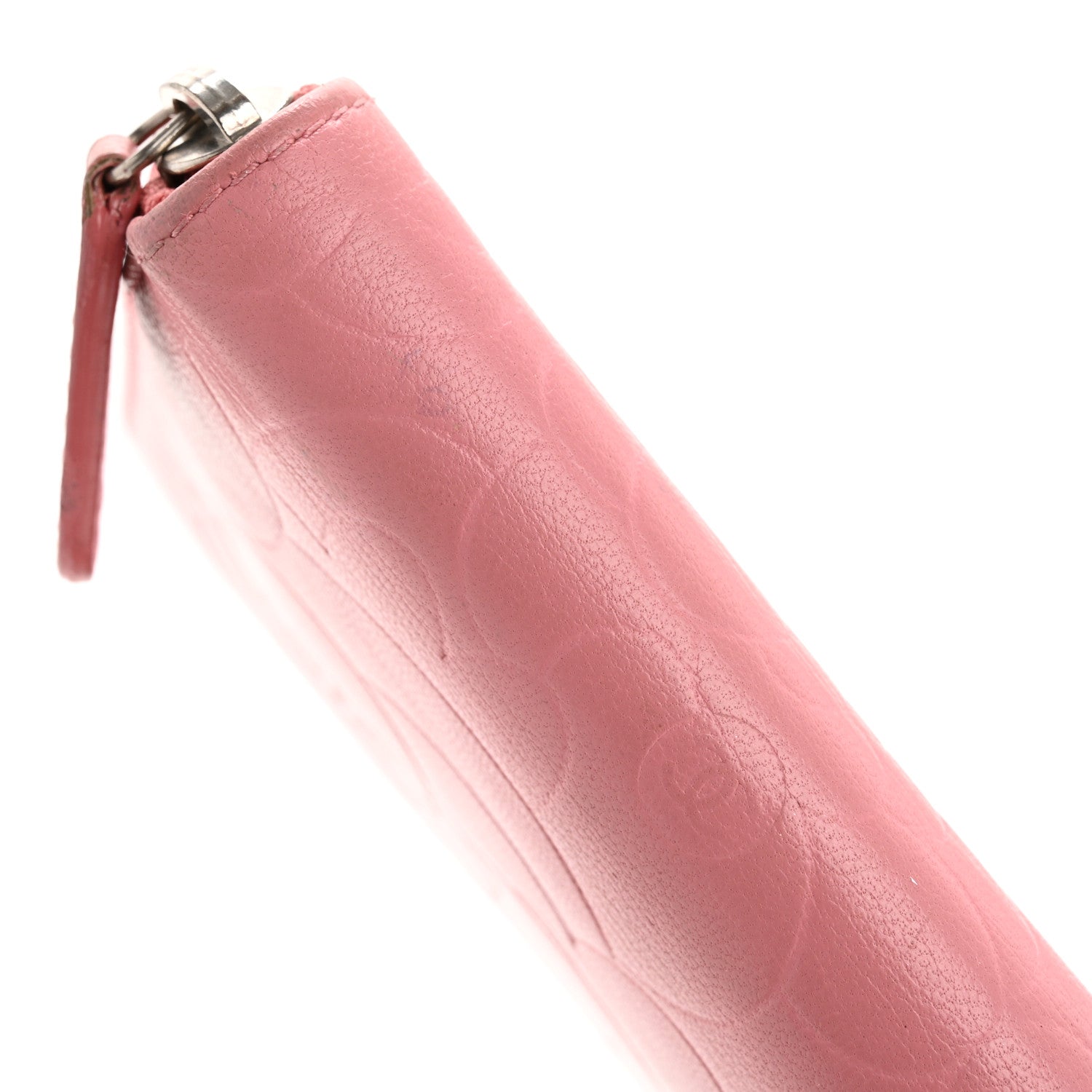 Chanel Lambskin Camellia Embossed Zip Around Organizer Wallet Pink 22 of 22