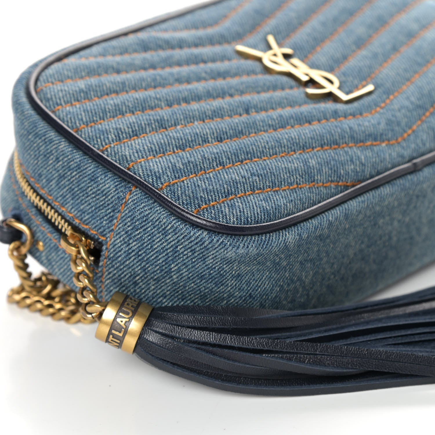 Saint Laurent Denim Matelasse Monogram Mini Lou Camera Bag California Blue 8 of 9