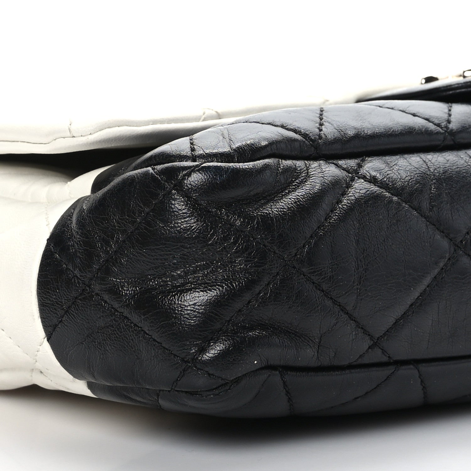 Chanel Lambskin Quilted Medium Flap Black White 8 of 9