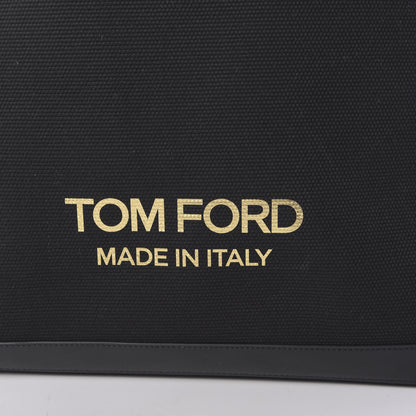 Tom Ford Canvas Calfskin Logo Tote Black 9 of 9