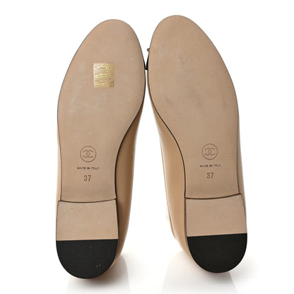 Chanel Lambskin Cap Toe CC Ballerina Flats 37 Beige Black 5 of 9
