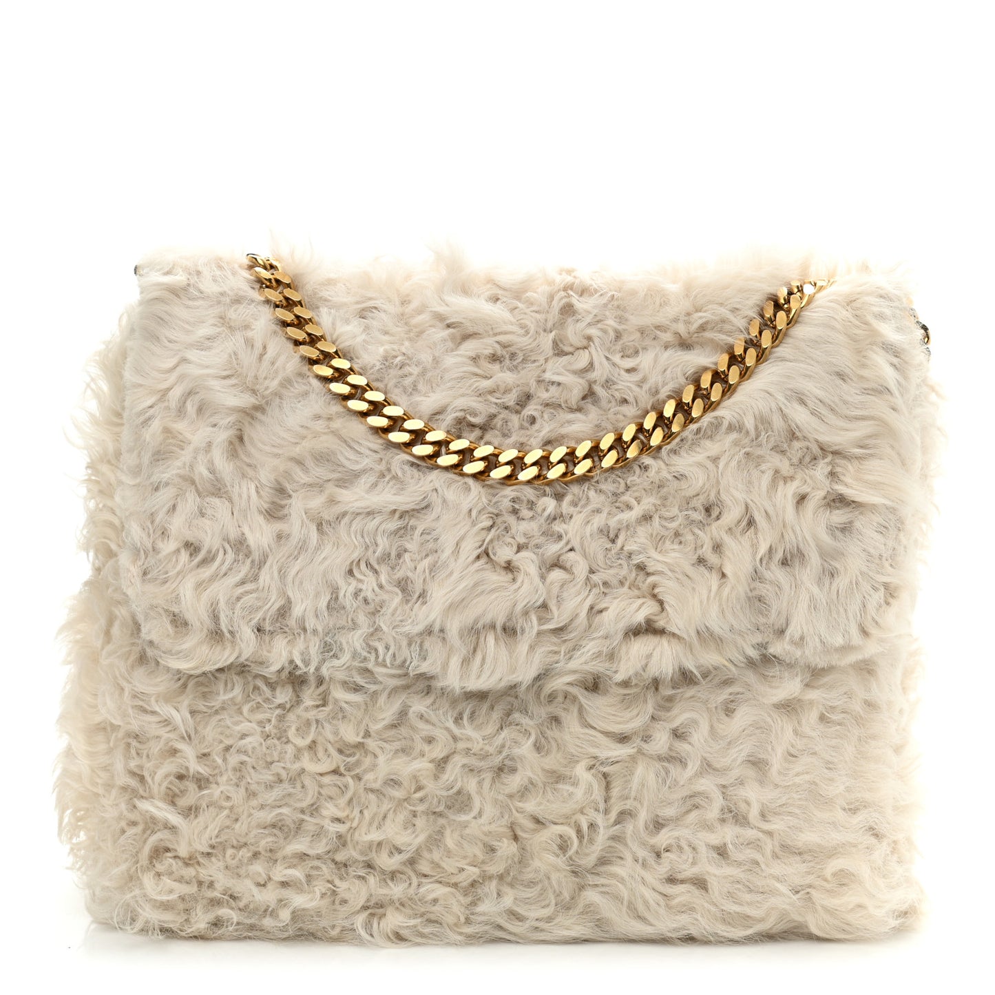 Shearling Gourmette Shoulder Bag Cream