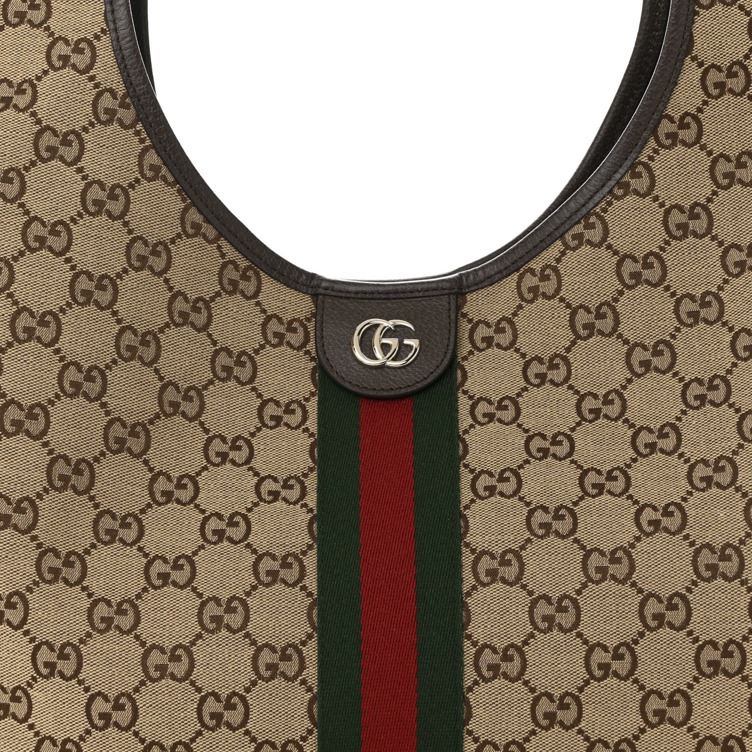 Gucci GG Monogram Web Large Giglio Tote Beige Brown 8 of 10