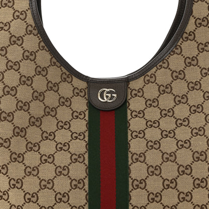 Gucci GG Monogram Web Large Giglio Tote Beige Brown 8 of 10