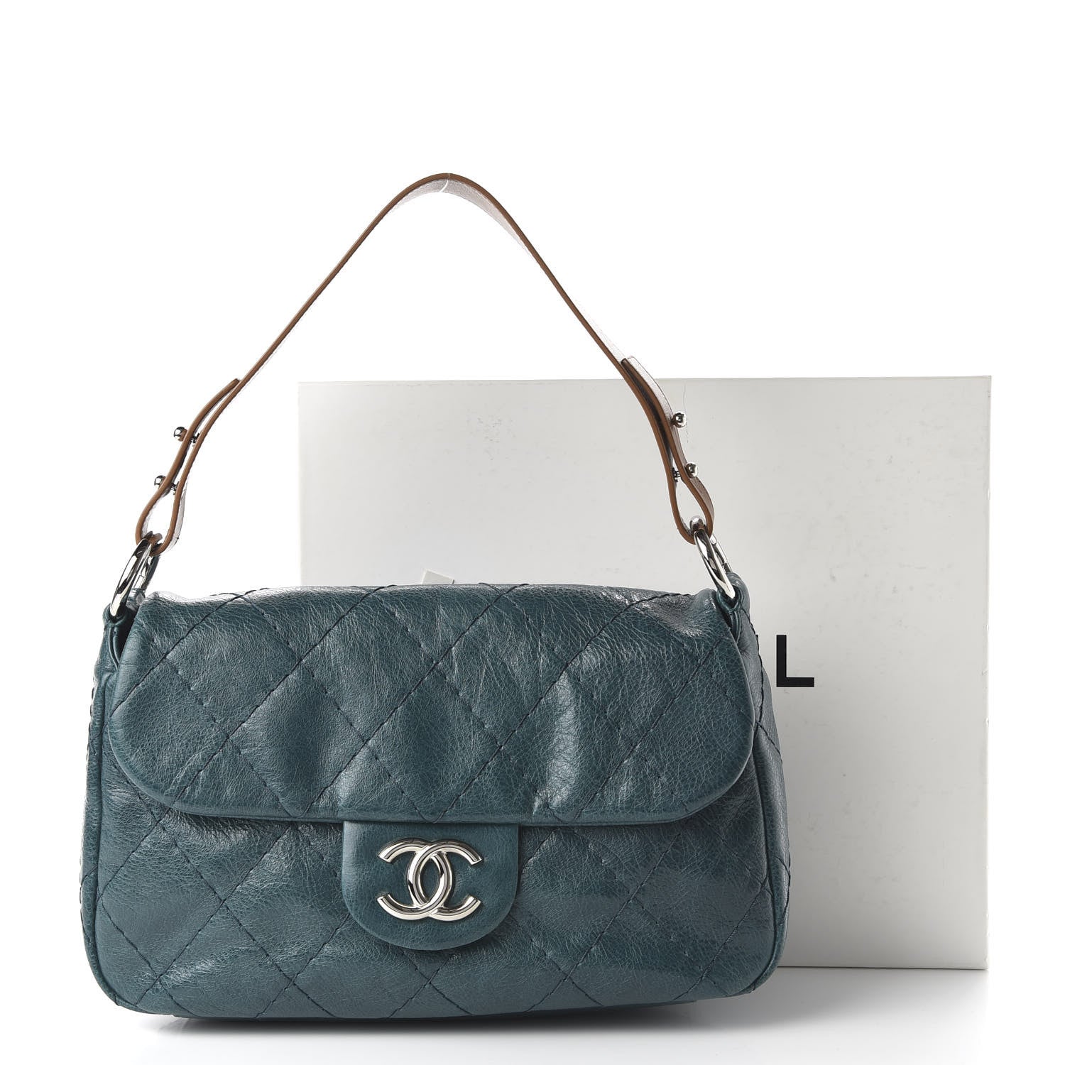 Chanel Glazed Calfskin Stitched On The Road Flap Blue 11 of 11