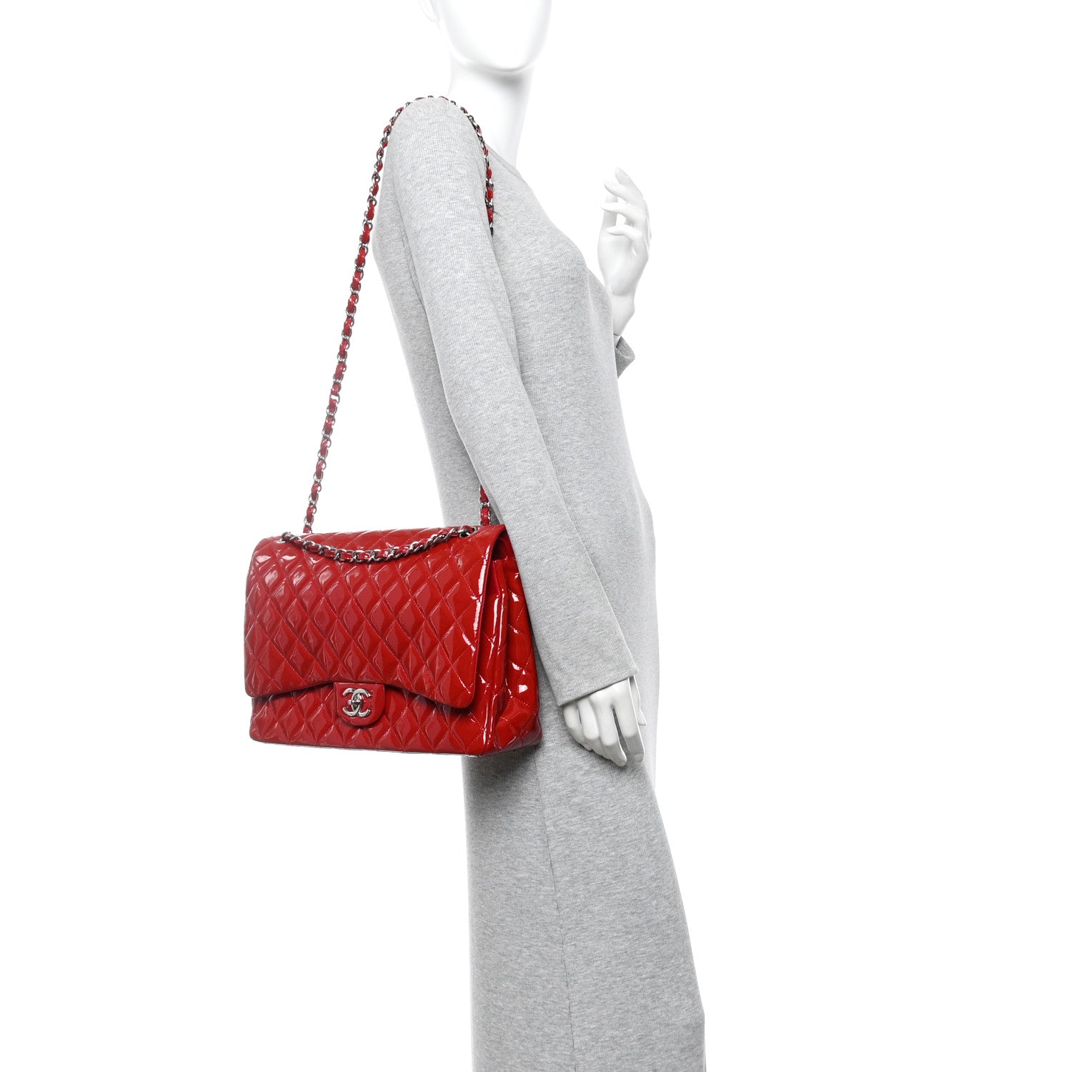 Chanel Patent Quilted Maxi Double Flap Red 3 of 13