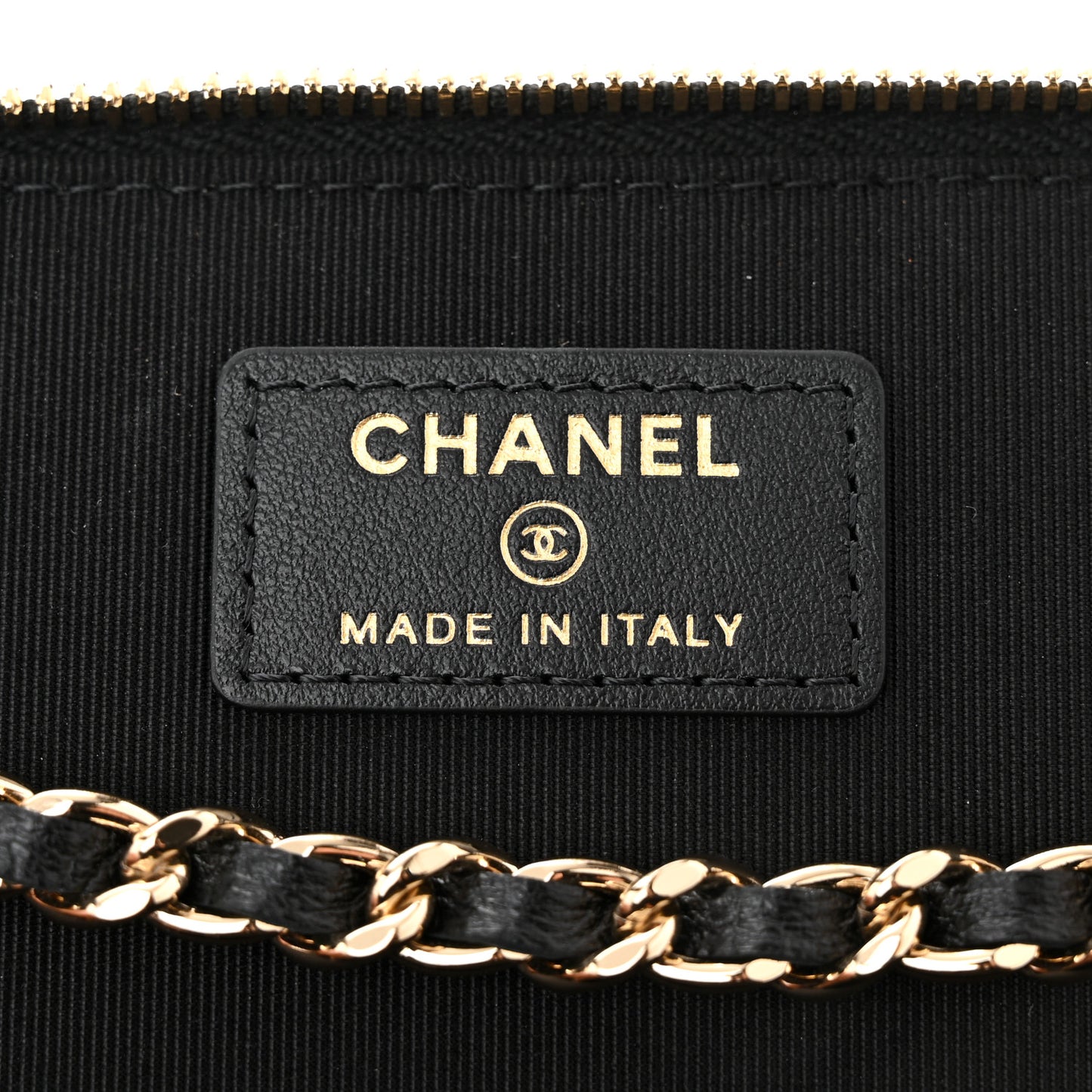 Lambskin Camellia Embossed Small Vanity Case With Chain Black