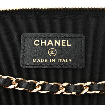 Chanel Lambskin Camellia Embossed Small Vanity Case With Chain Black 5 of 10