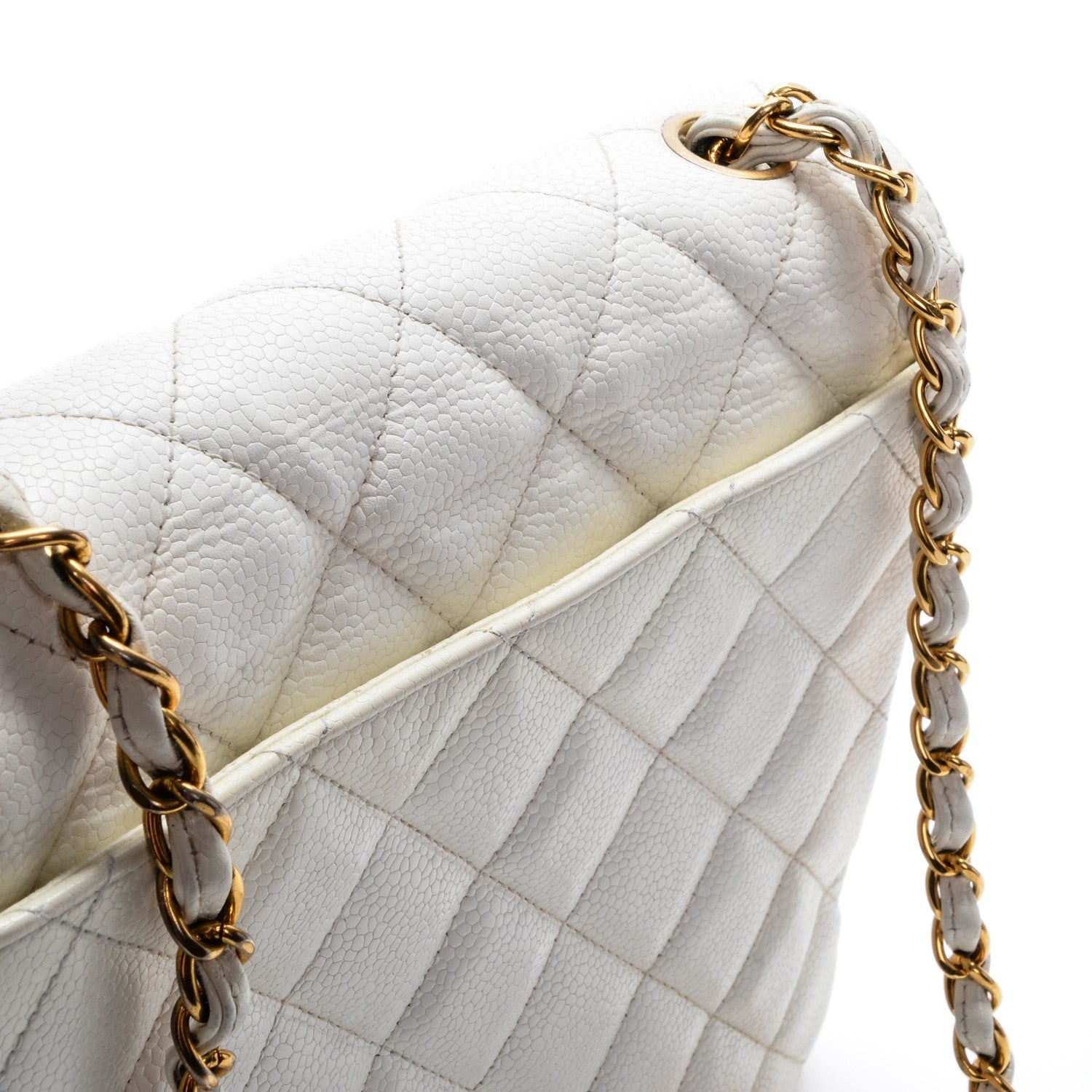 Chanel Caviar Quilted Medium Single Flap White 10 of 13