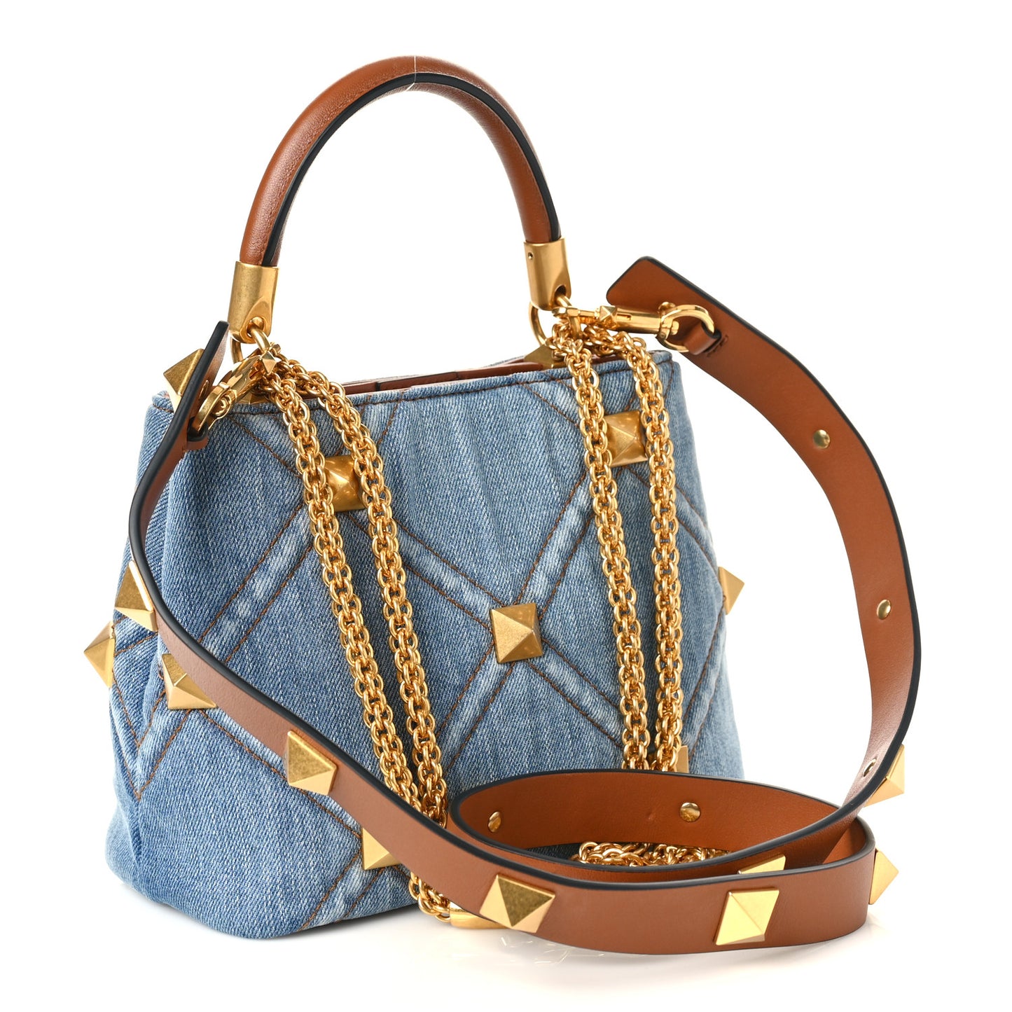 Denim Small Roman Stud The Handle Bag Light Denim Selleria