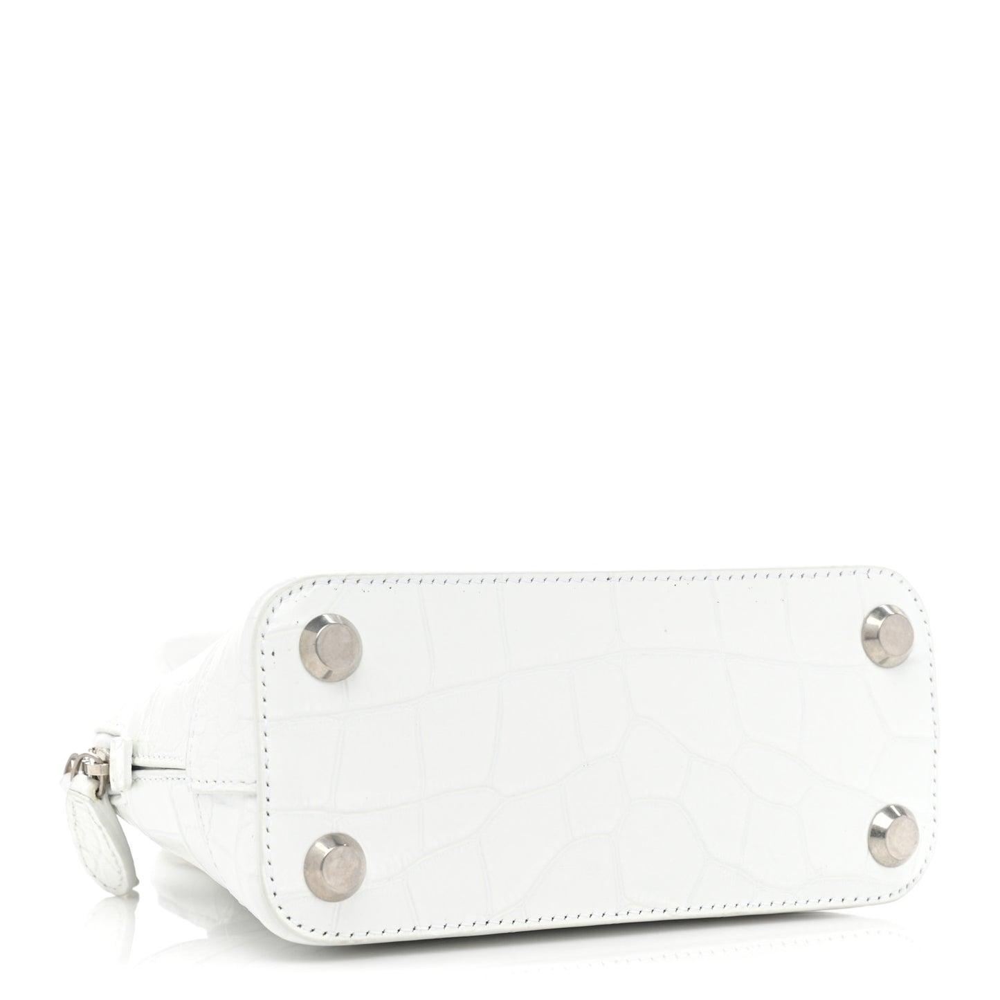 Calfskin Crocodile Embossed XXS Ville Top Handle Bag White Black