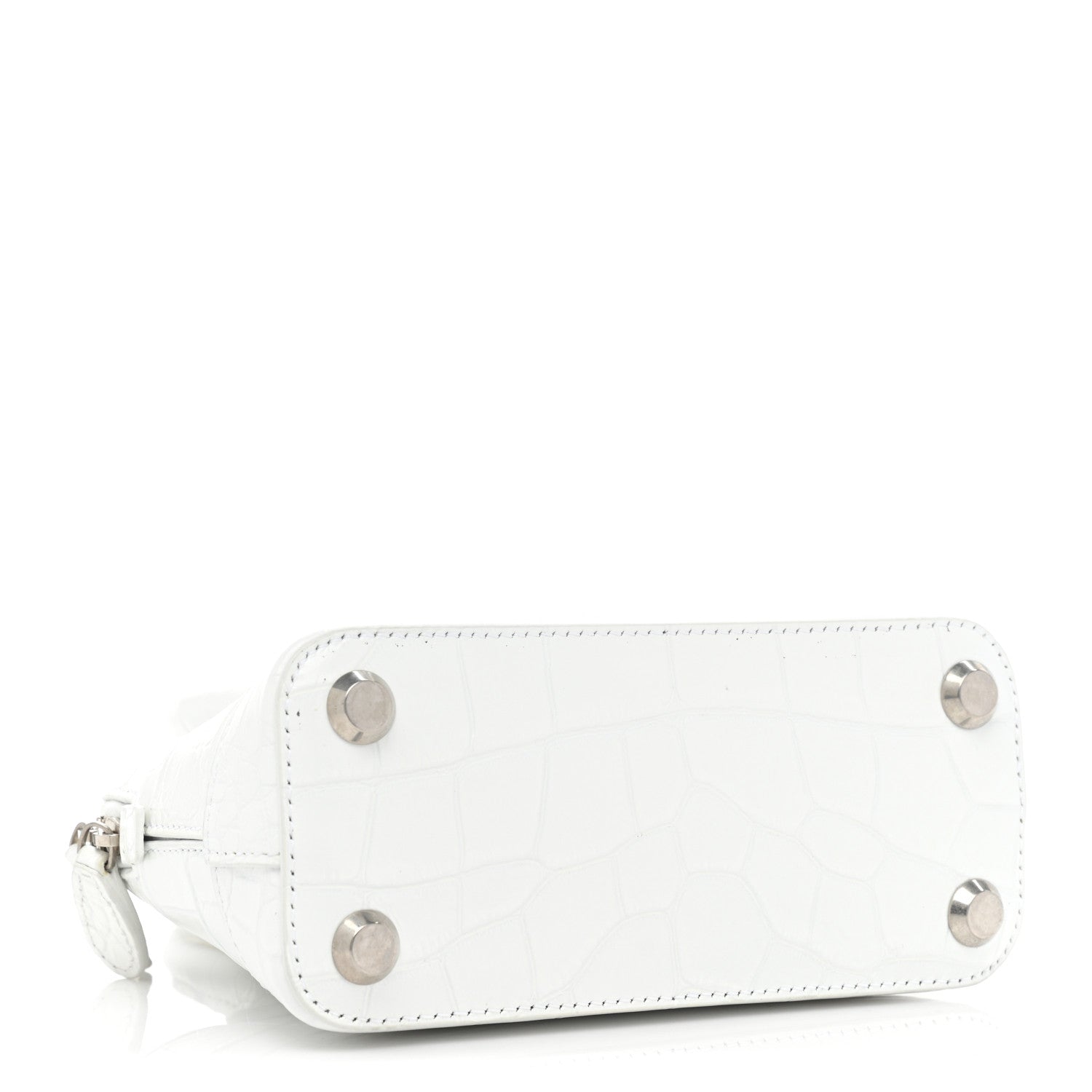 Balenciaga Calfskin Crocodile Embossed XXS Ville Top Handle Bag White Black 4 of 12