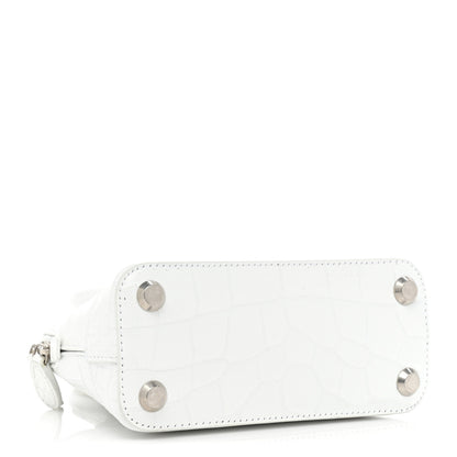 Balenciaga Calfskin Crocodile Embossed XXS Ville Top Handle Bag White Black 4 of 12