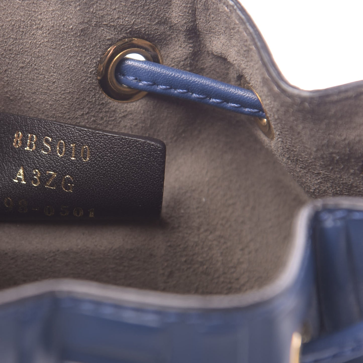 Vitello Liberty F is Fendi FF 1974 Embossed Mini Mon Tresor Bucket Bag Iris