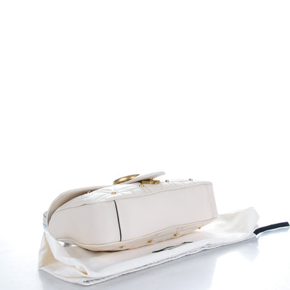 Gucci Calfskin Matelasse Studded Medium GG Marmont Shoulder Bag White 4 of 7