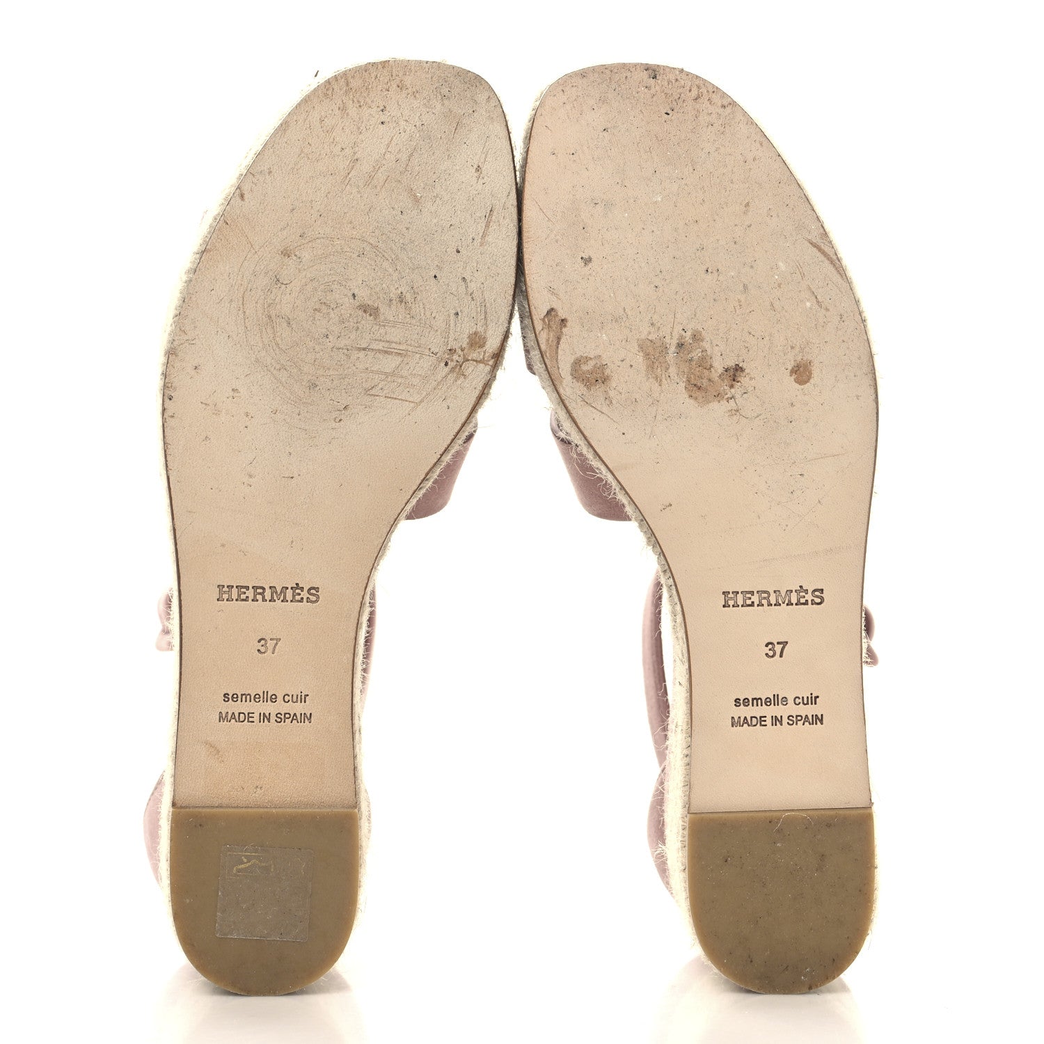Hermes Suede Goatskin Elda Espadrille Wedge Sandals 37 Rose Aquarelle 6 of 9