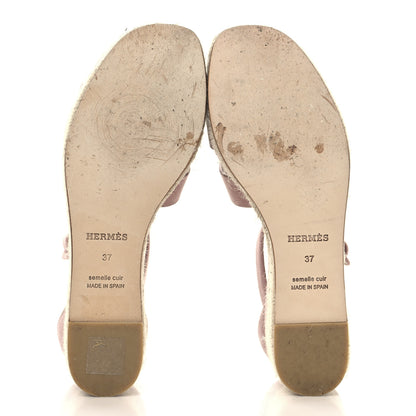 Hermes Suede Goatskin Elda Espadrille Wedge Sandals 37 Rose Aquarelle 6 of 9