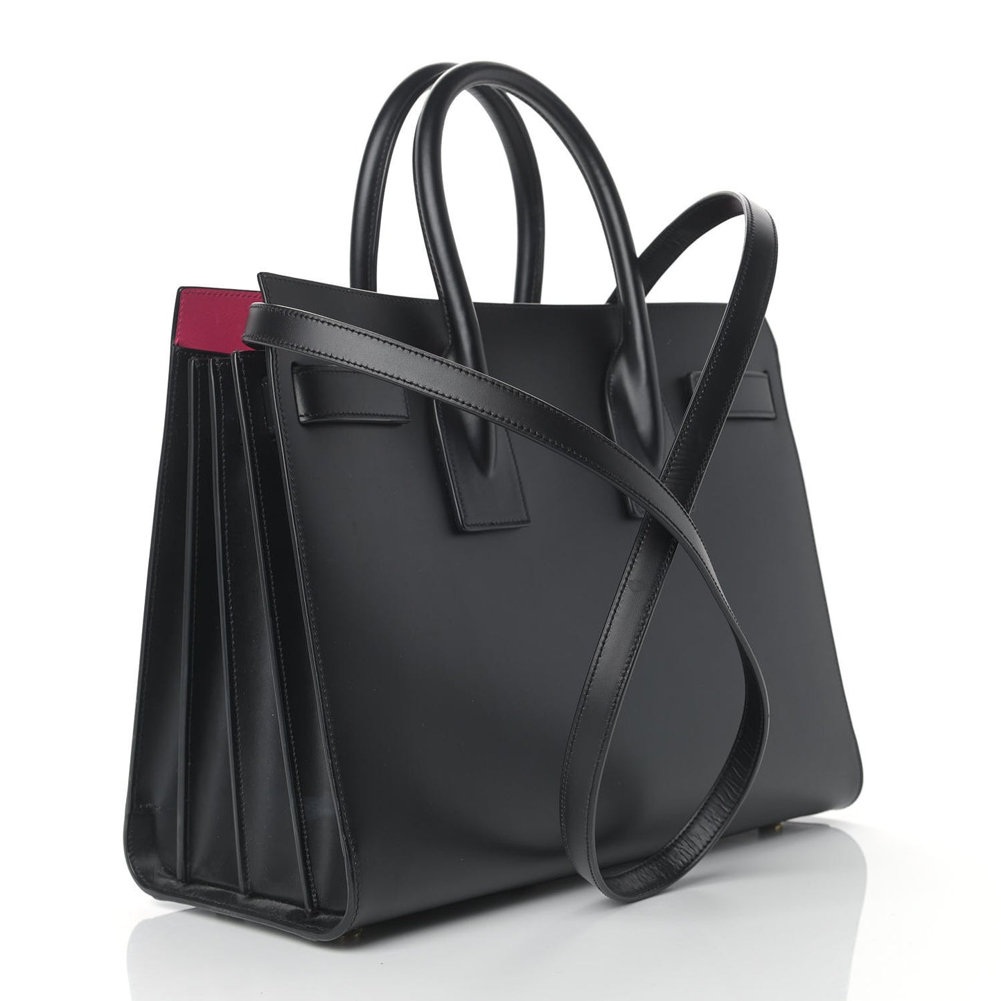 Calfskin Small Sac De Jour Black Fuchsia