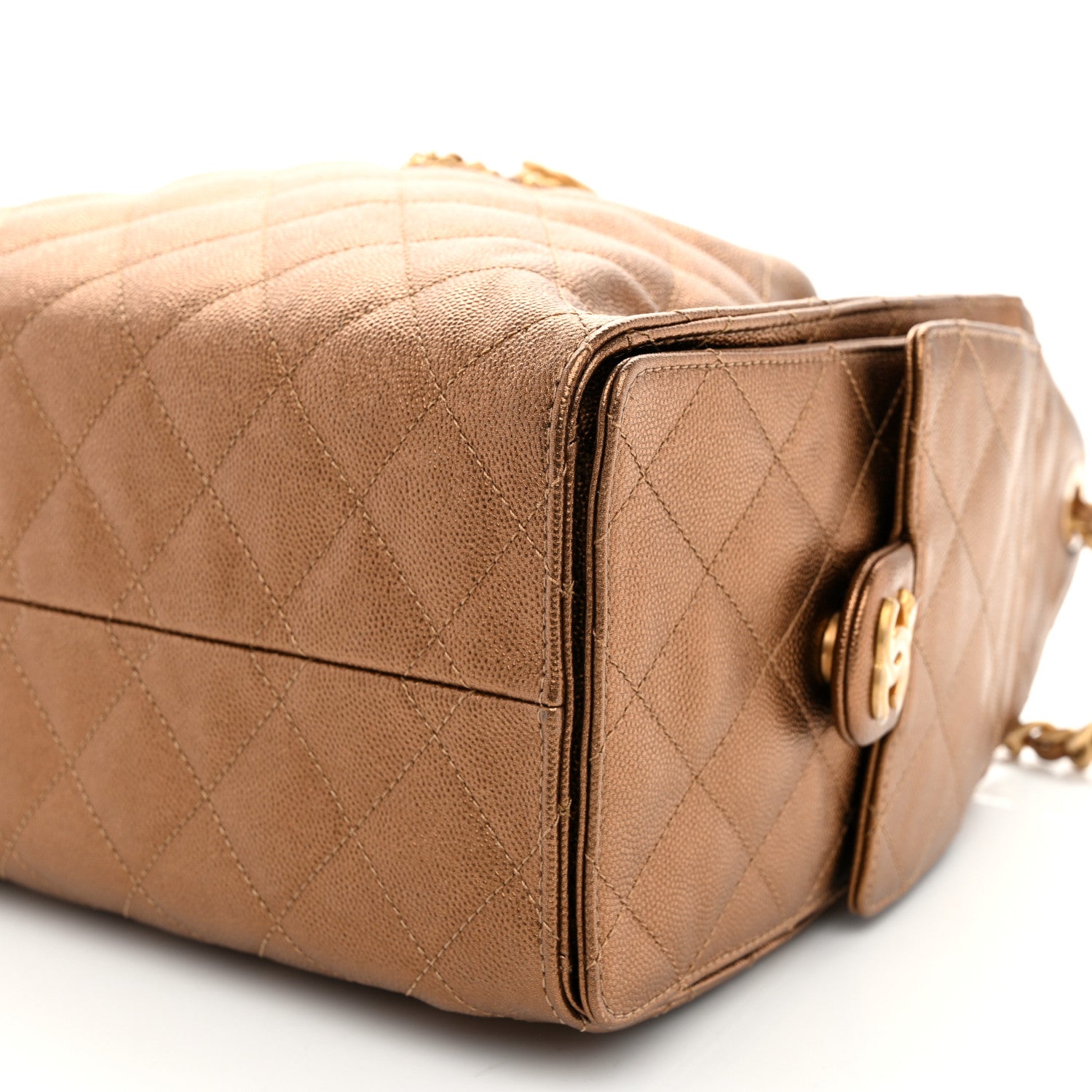 Chanel Metallic Caviar Quilted Small Chanel 25 Handbag Bronze