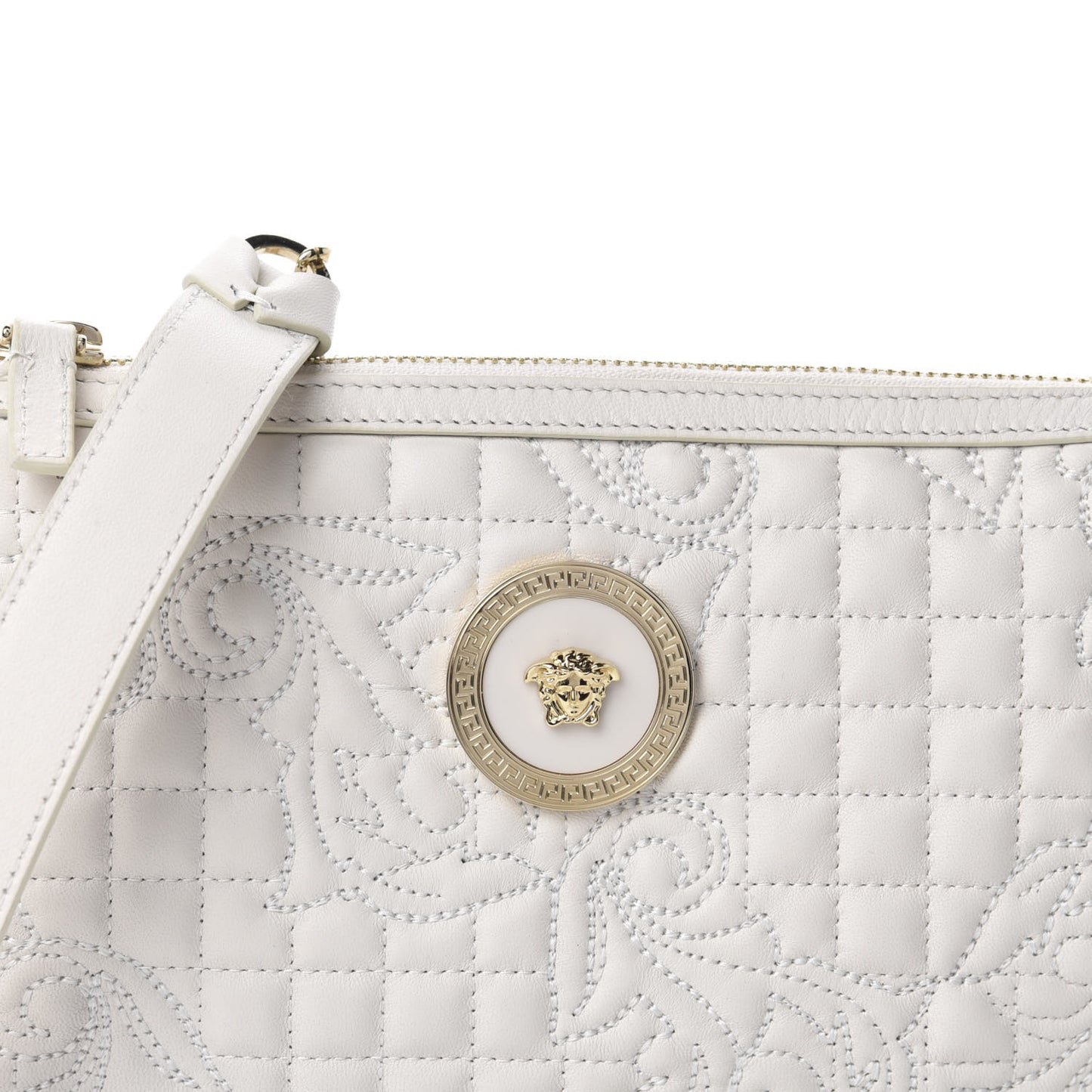 Nappa Barocco Quilted Vanitas Chain Crossbody Bag White