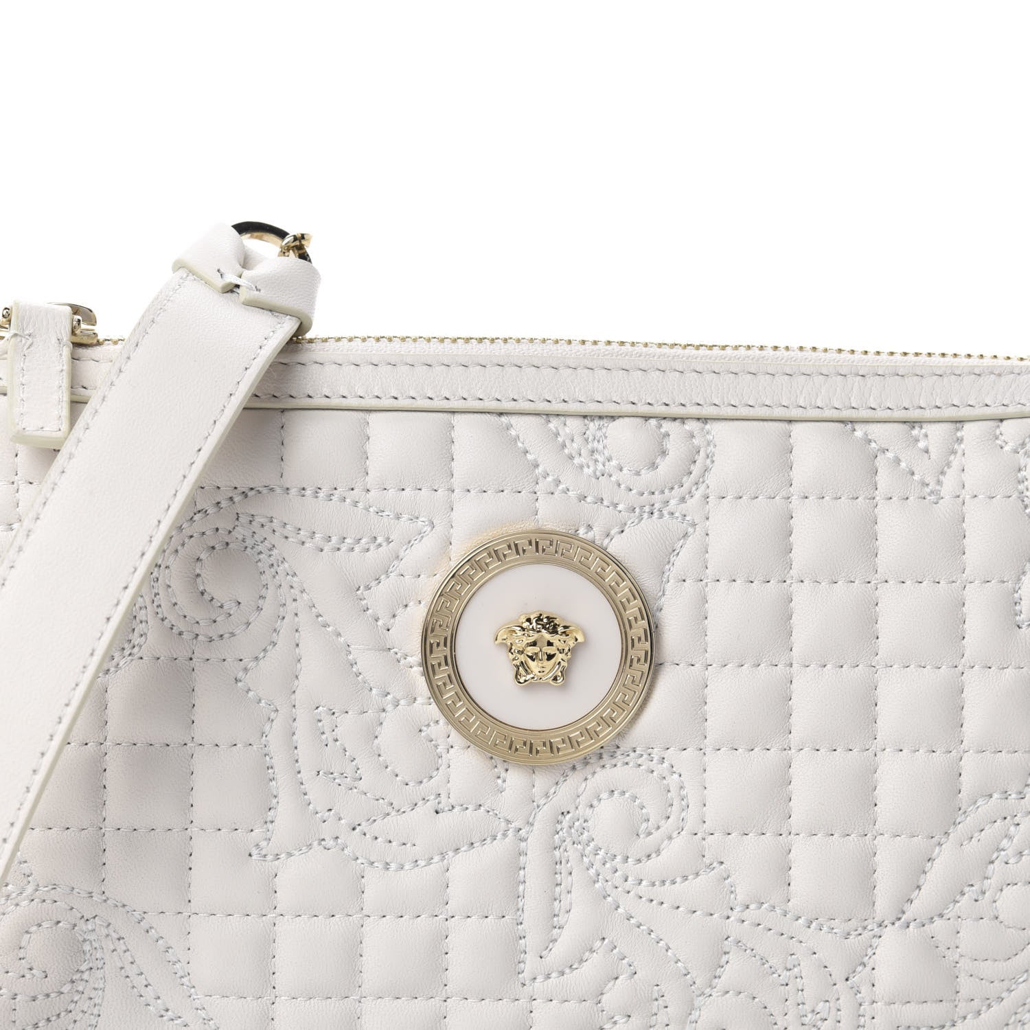 Versace Nappa Barocco Quilted Vanitas Chain Crossbody Bag White 9 of 10