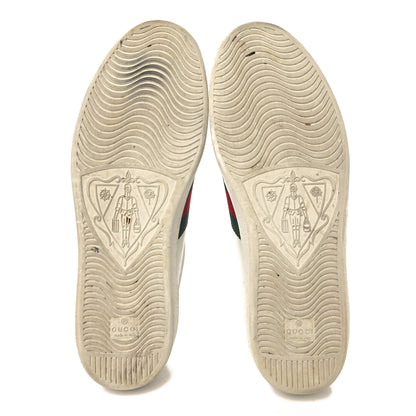 Gucci Calfskin Crocodile Web Mens Ace Sneakers 10 White Green 6 of 11