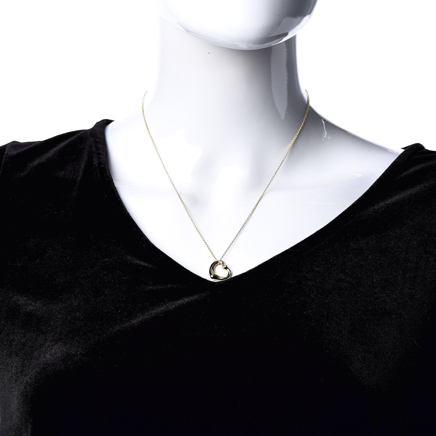 18K Yellow Gold Yellow Diamond 14mm Elsa Peretti Open Heart Pendant Necklace