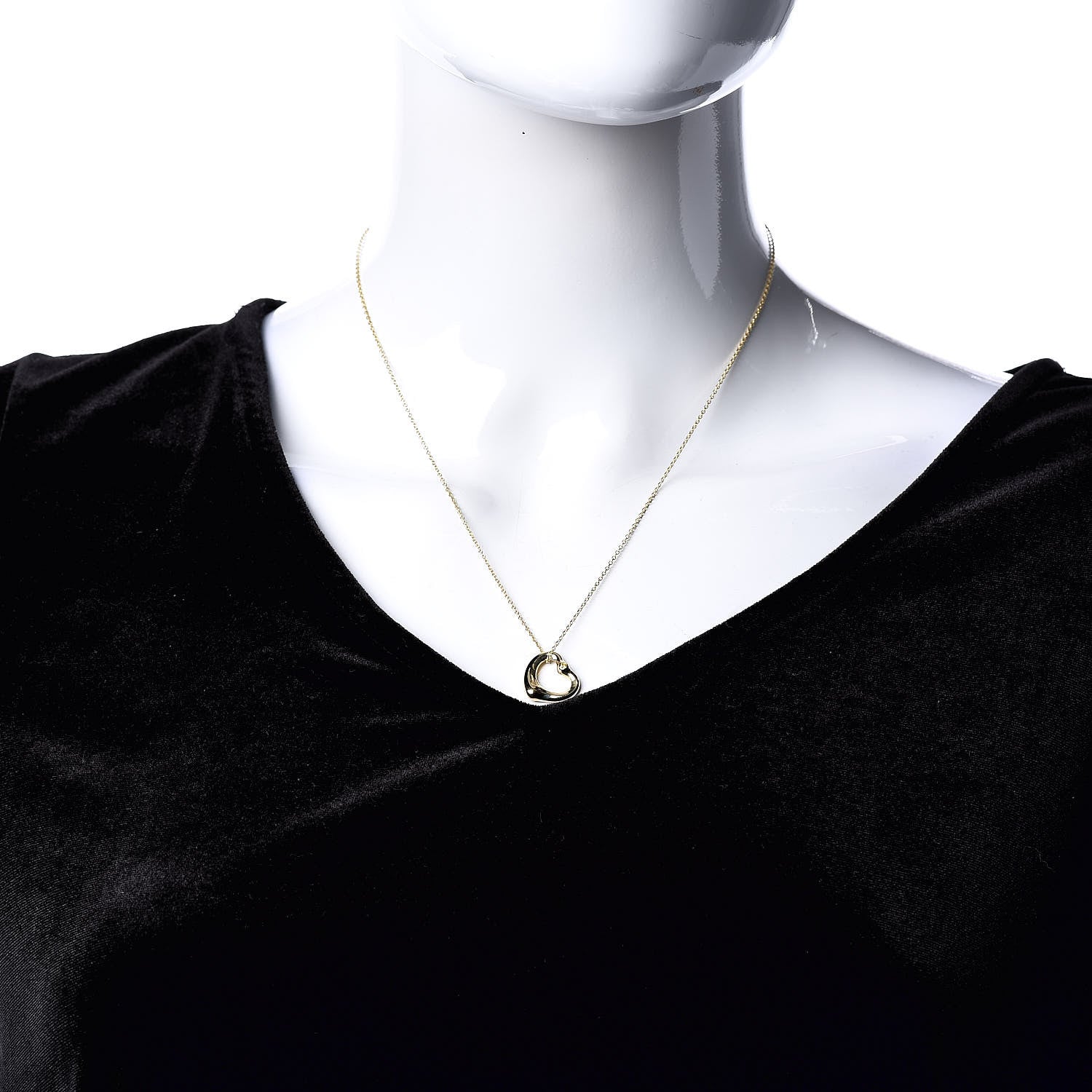 Tiffany 18K Yellow Gold Yellow Diamond 14mm Elsa Peretti Open Heart Pendant Necklace 2 of 7
