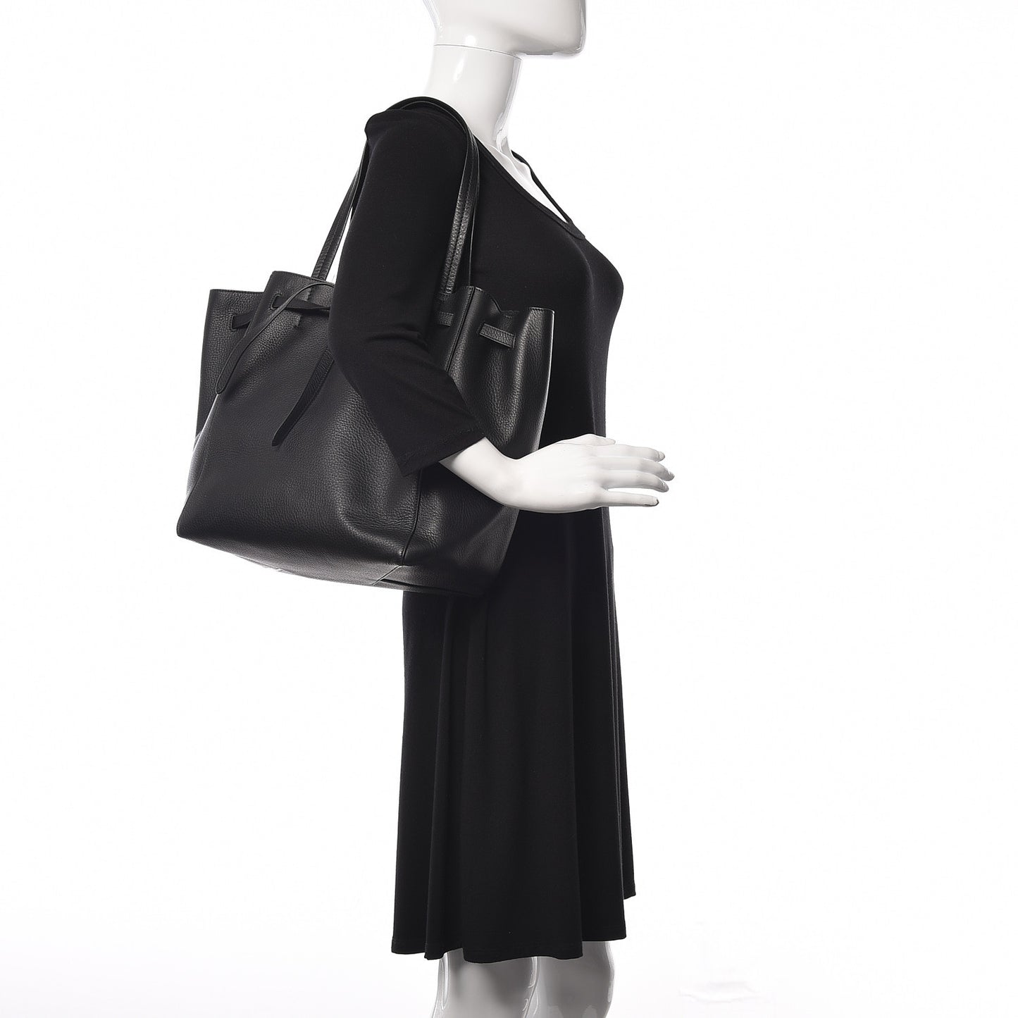 Soft Grained Calfskin Small Belt Cabas Phantom Black