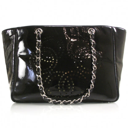 Chanel Patent Perforated CC Shopping Tote Black 1 of 9