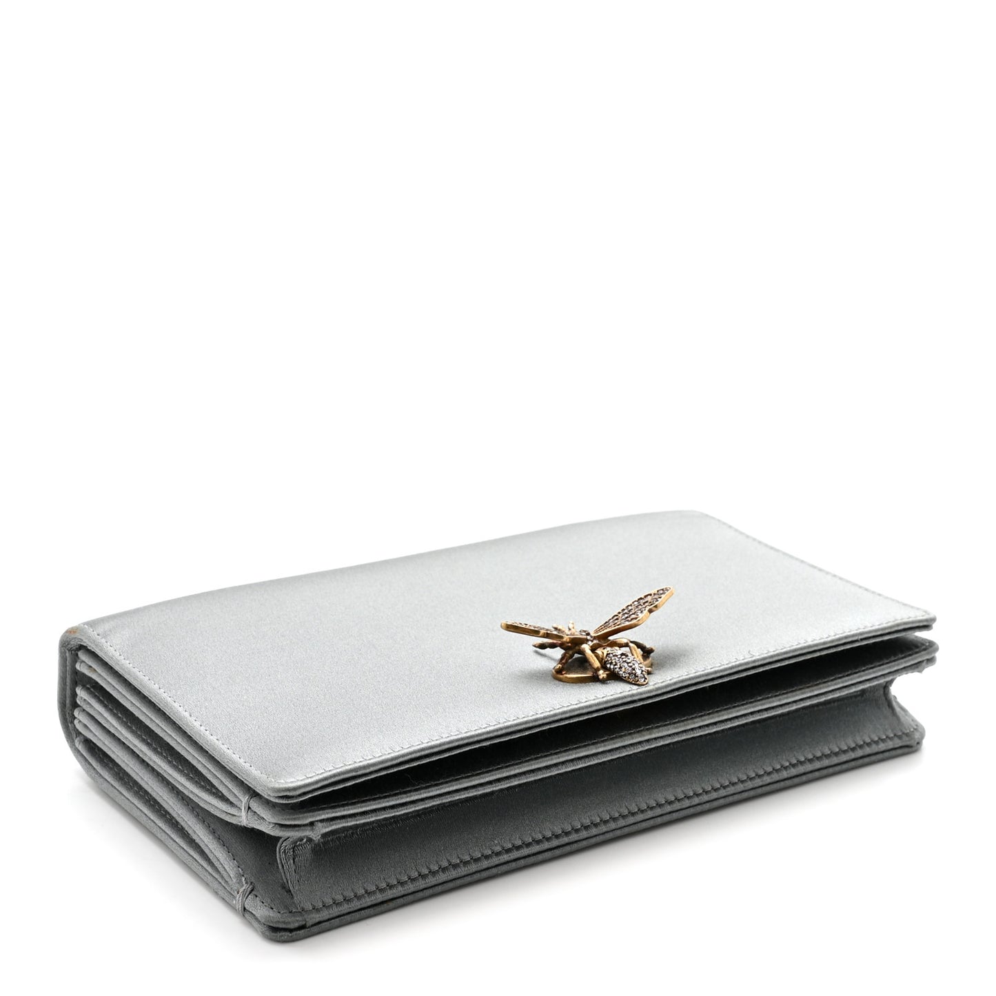 Satin Bee Clutch Light Iron