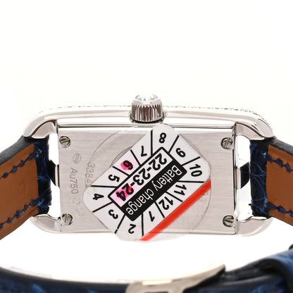 Hermes 18K White Gold Alligator Diamond Aventurine 17mm Nantucket Quartz Watch Bleu Saphir 4 of 5