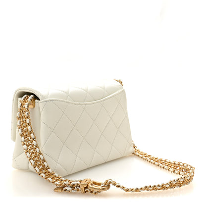 Chanel Lambskin Quilted Small CC Crystal Logo Chain Flap White 3 of 11