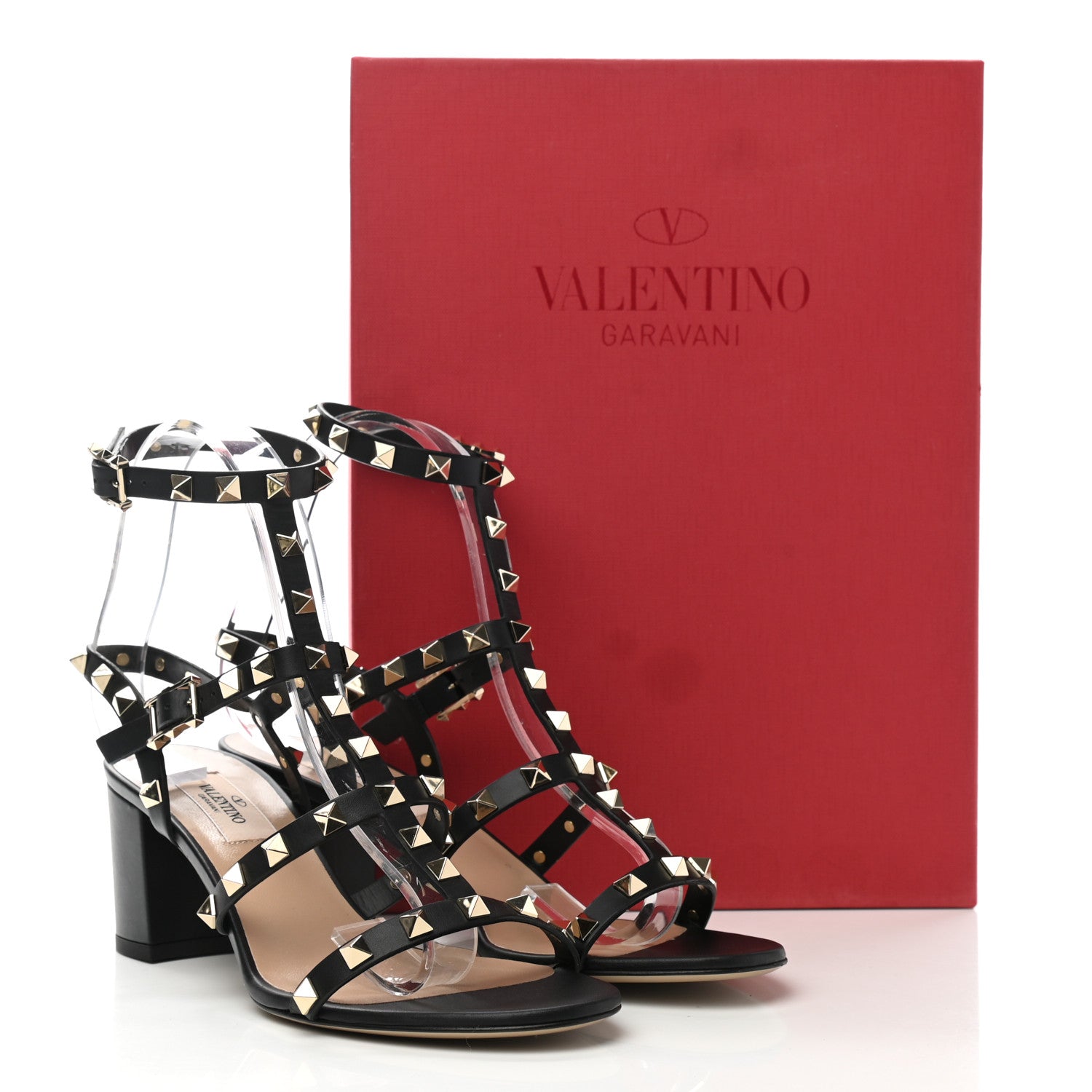 Valentino Garavani Calfskin Rockstud 60mm City Sandals 37.5 Black 8 of 8