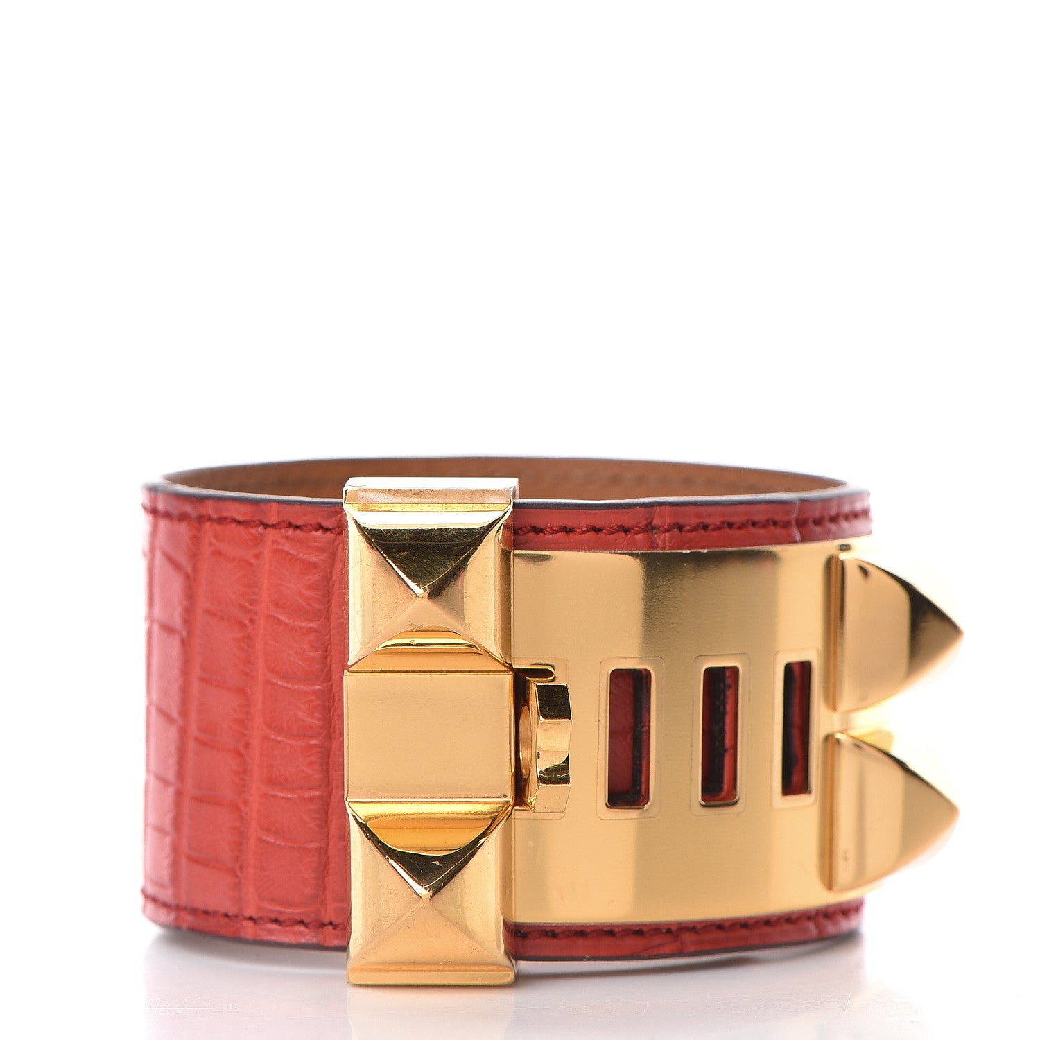 Hermes Matte Alligator Collier De Chien CDC Bracelet S Geranium 3 of 7