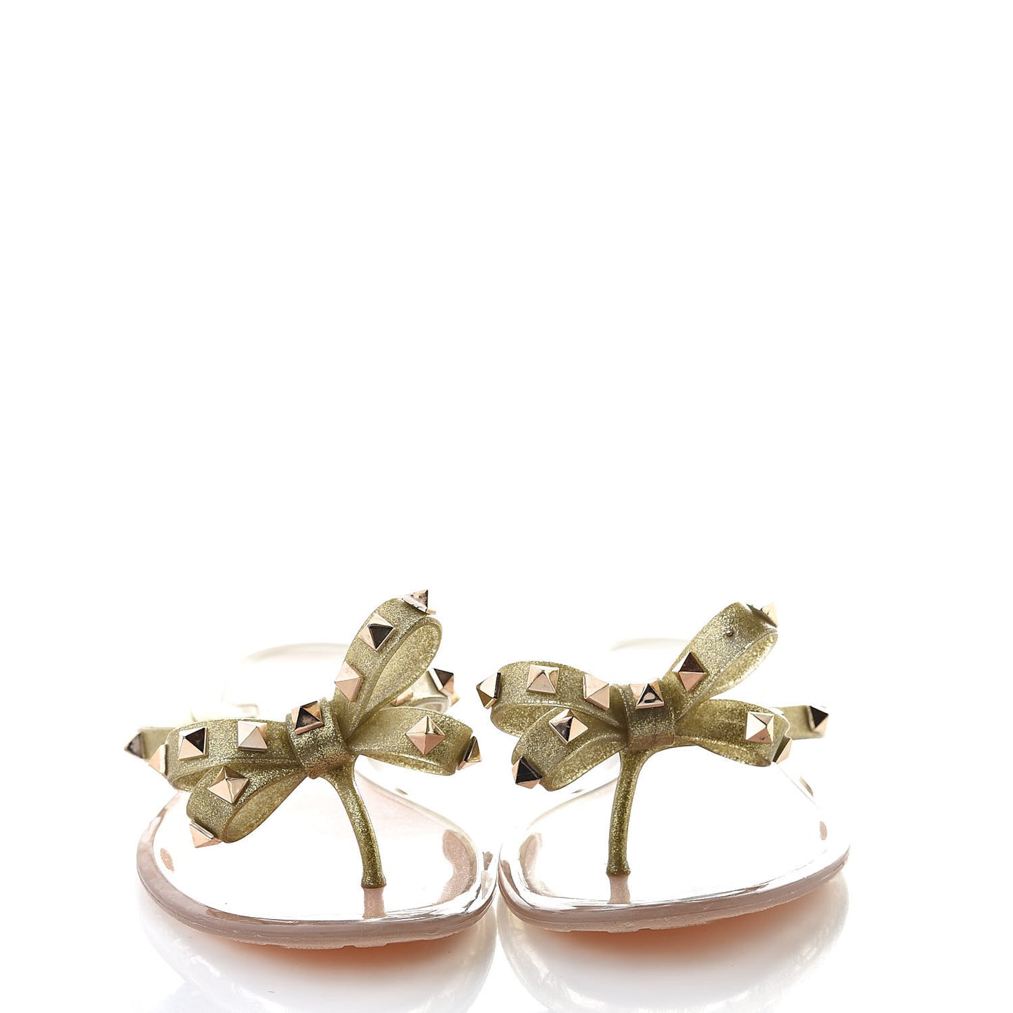 PVC Jelly Glitter Rockstud Bow Thong Sandals 39 Oro