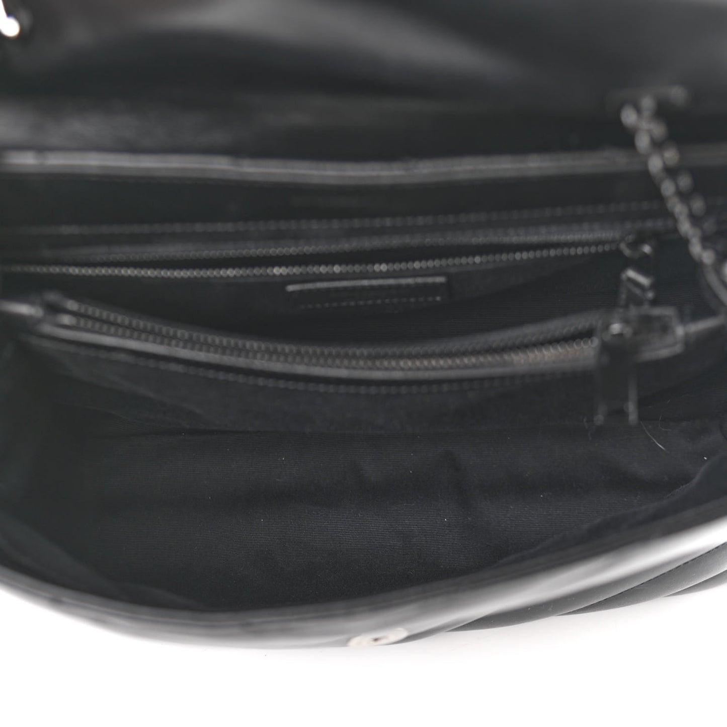 Calfskin Y Quilted Monogram Medium Loulou Chain Satchel Black