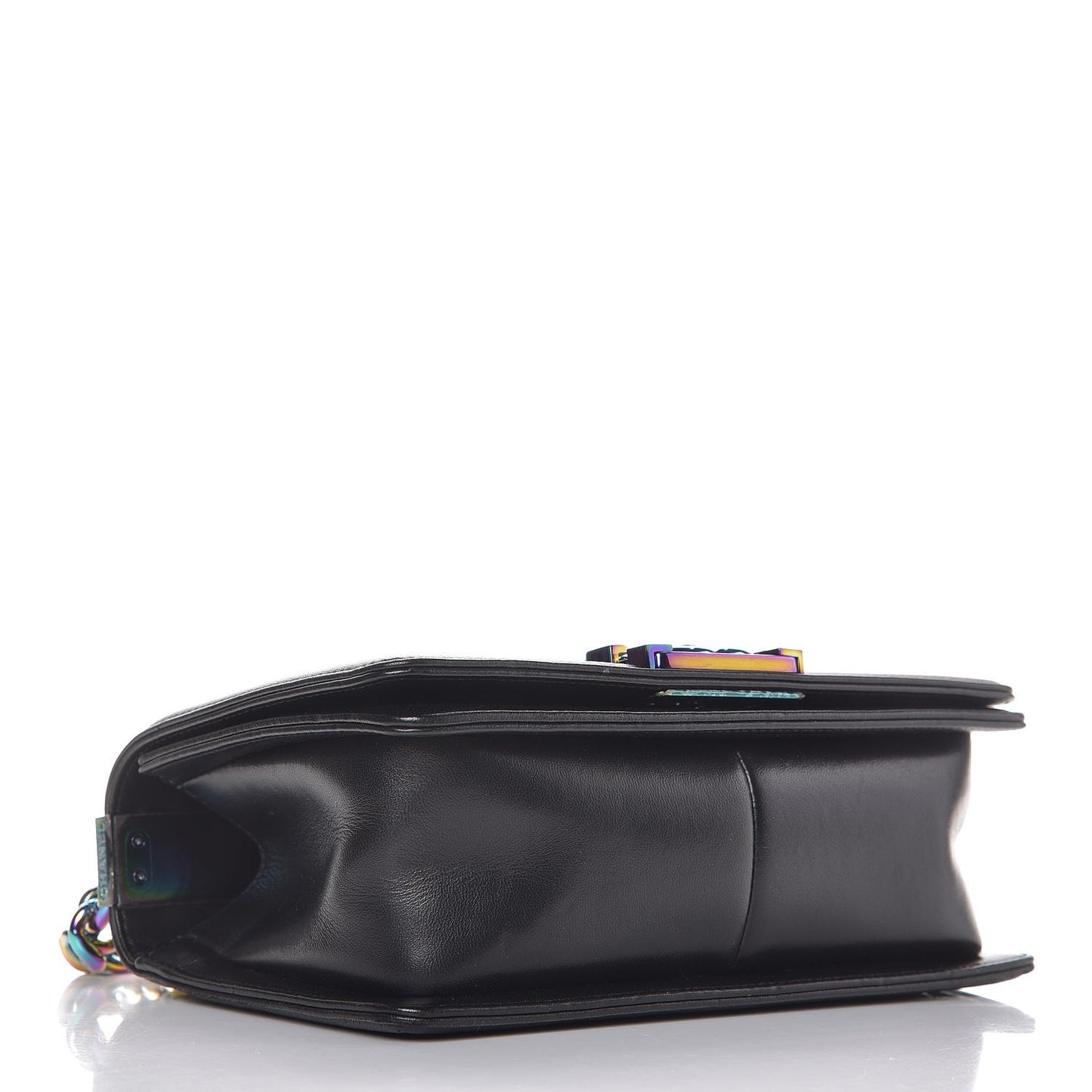 Lambskin LED Iridescent Metal Small Boy Flap Black Multicolor
