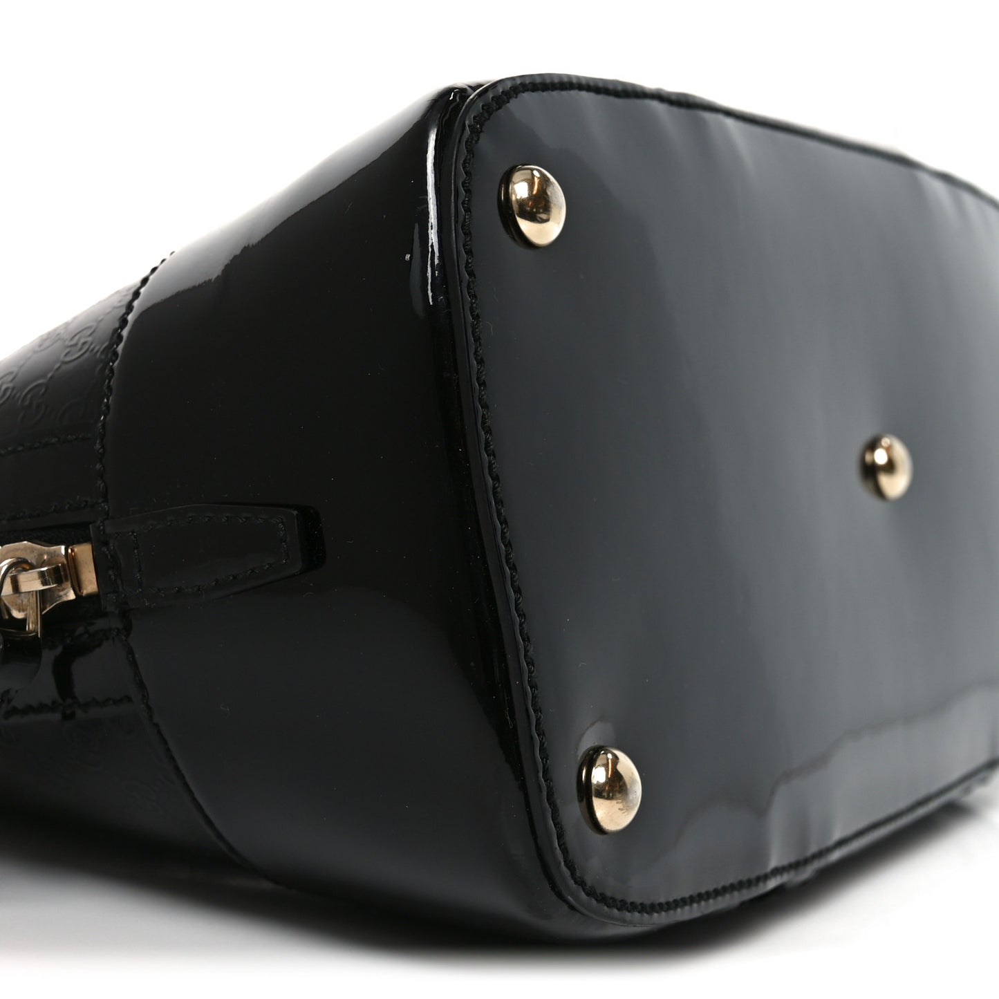 Patent Microguccissima Small Nice Top Handle Dome Bag Black