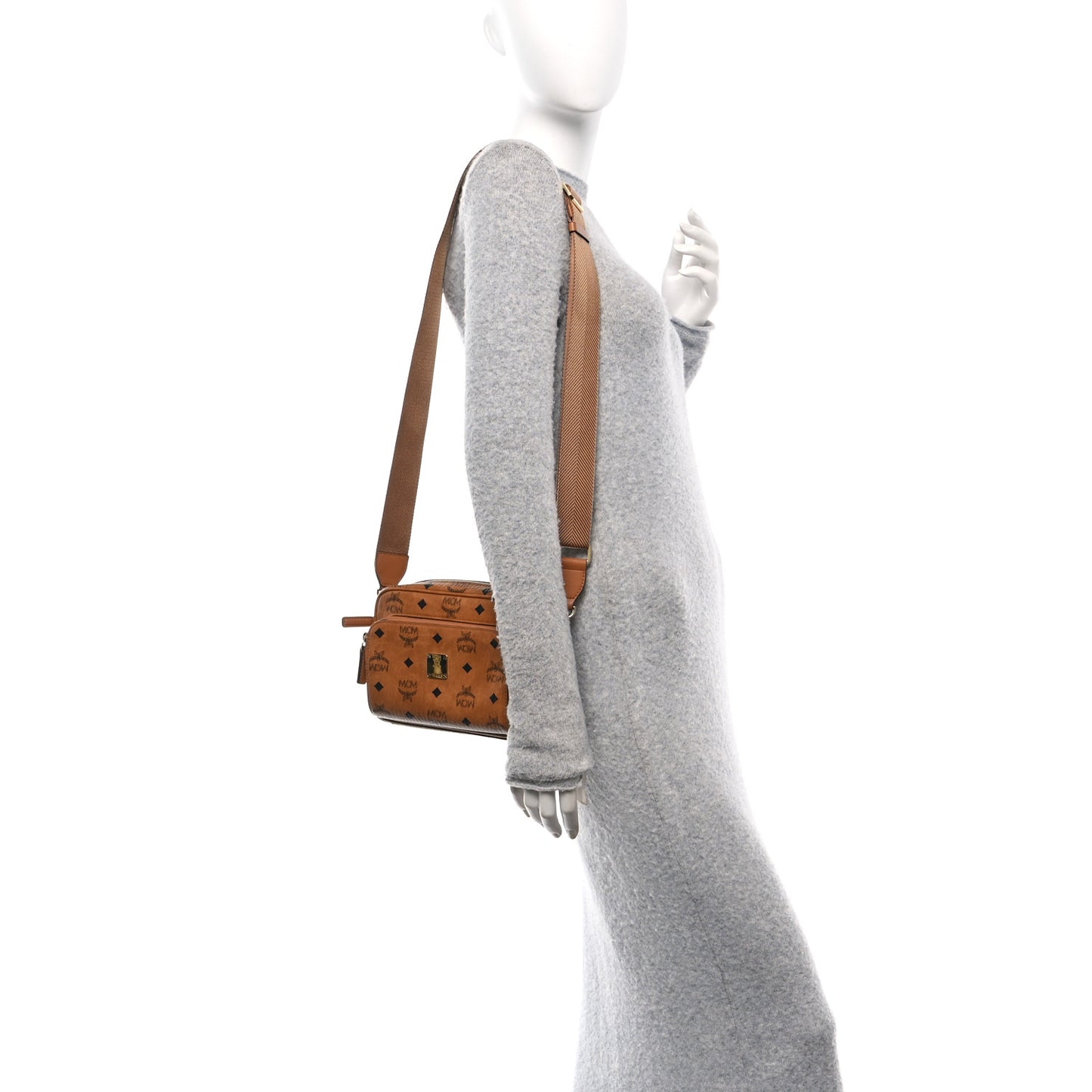 Visetos Monogram Small Aren Crossbody Cognac