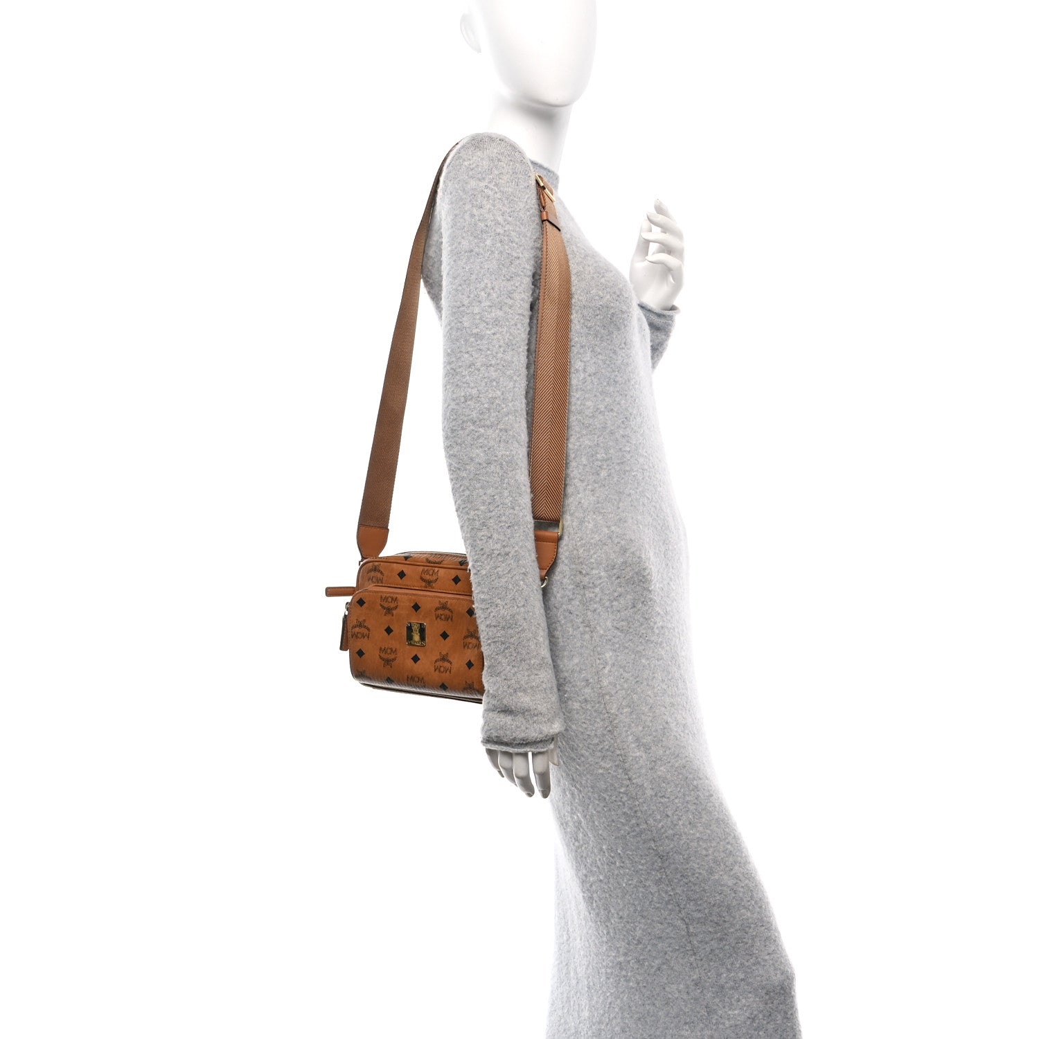 MCM Visetos Monogram Small Aren Crossbody Cognac 2 of 14