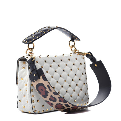 Valentino Garavani Lambskin Leopard Print Medium Rockstud Spike Shoulder Bag Ivory 3 of 8
