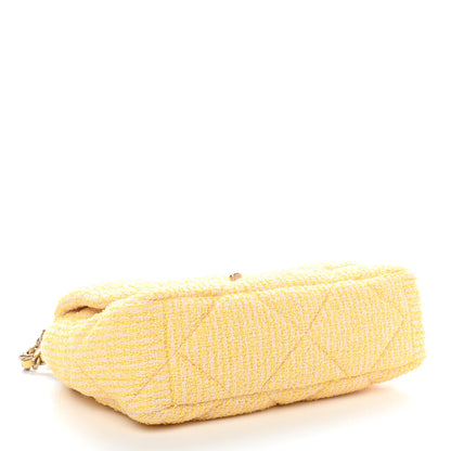Chanel Tweed Quilted Large Chanel 19 Flap Yellow 4 of 9