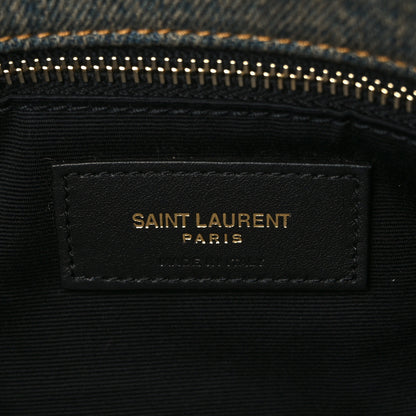 Saint Laurent Denim Quilted Small Loulou Puffer Monogram Chain Satchel Rodeo Blue 6 of 8