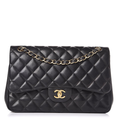 Chanel Lambskin Quilted Jumbo Double Flap Black 1 of 10