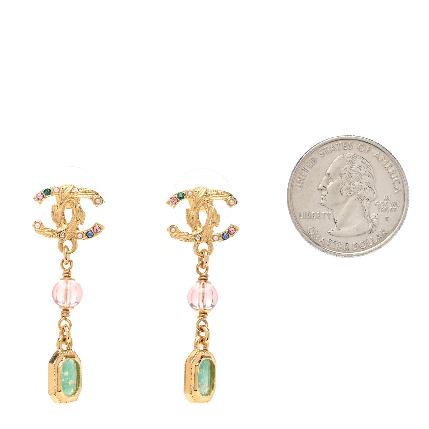 Crystal Bead CC Drop Earrings Multicolor